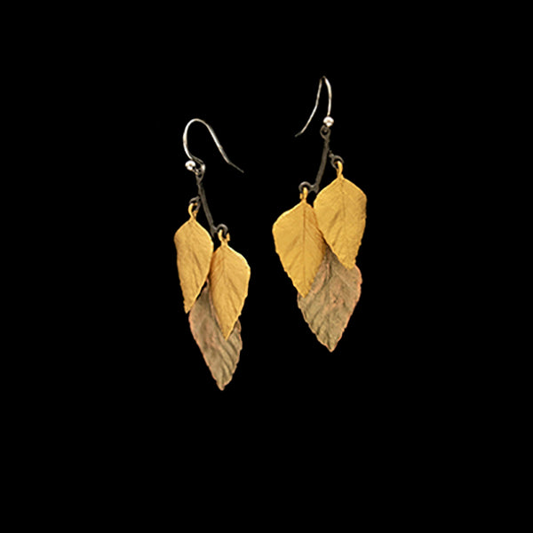 Autumn Birch Earrings - 3 Leaf Wire