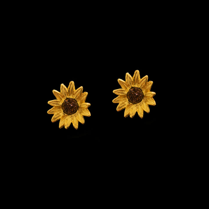 Fine Sunflower Earrings - Petite Post