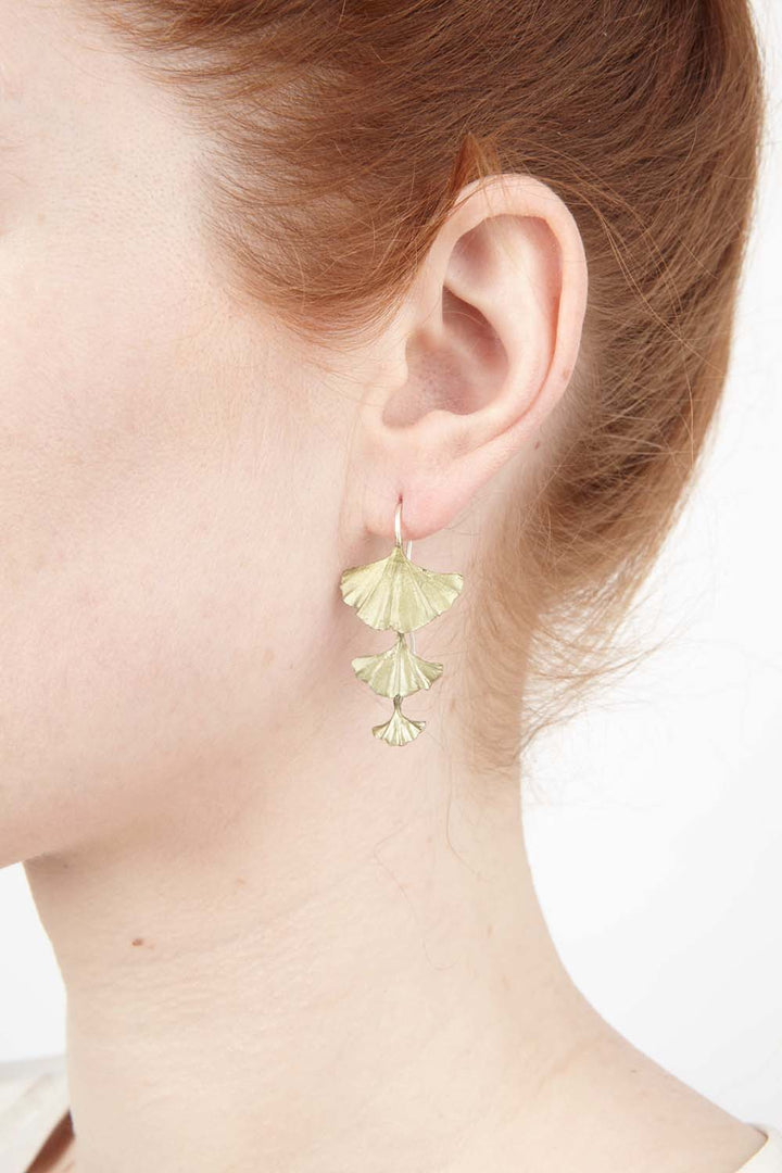 Ginkgo Earrings - Triple Leaf