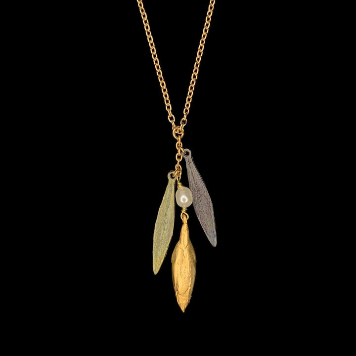 Leaf and Bud Pendant - Dainty