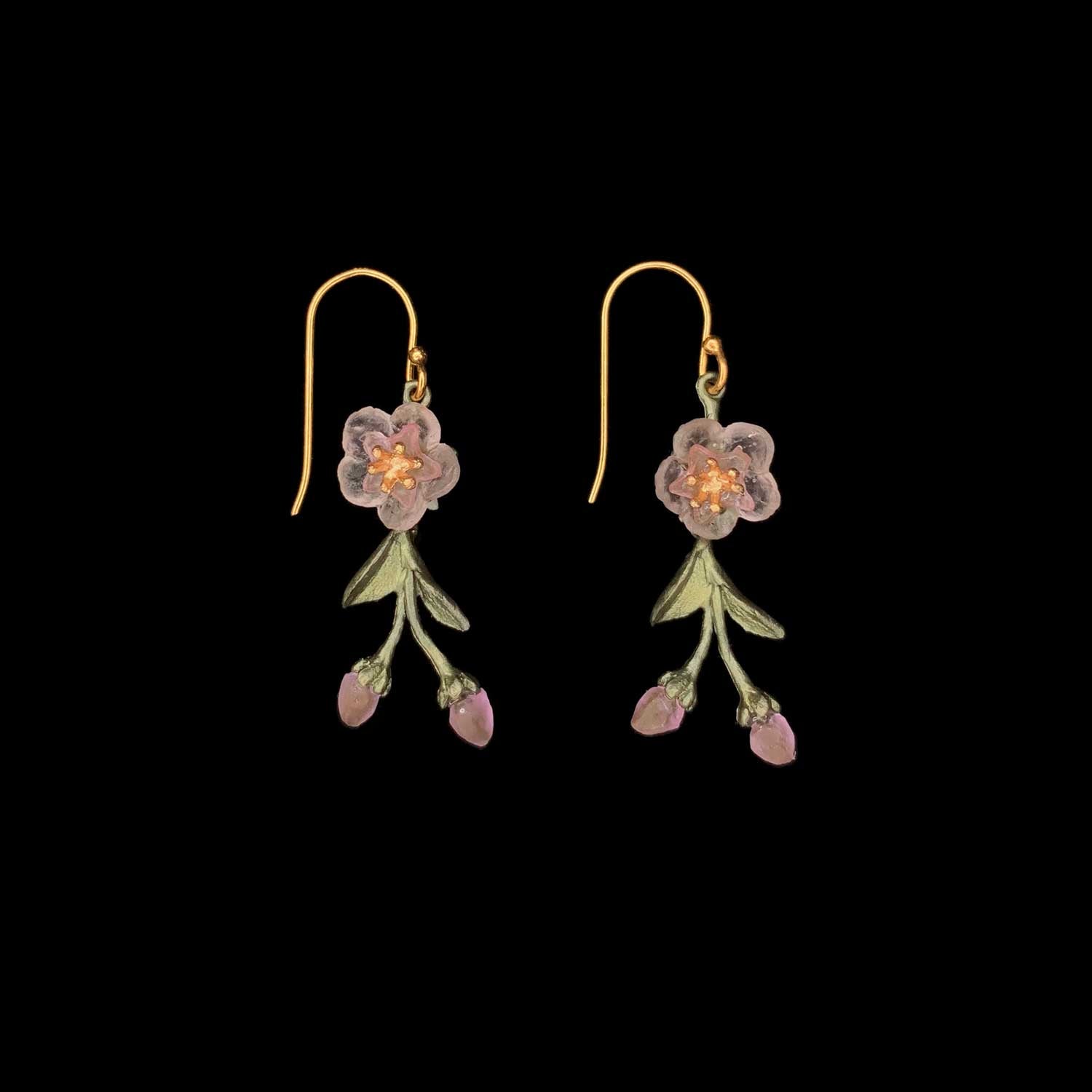 Peach Blossom Earrings - Flower Drop Wire