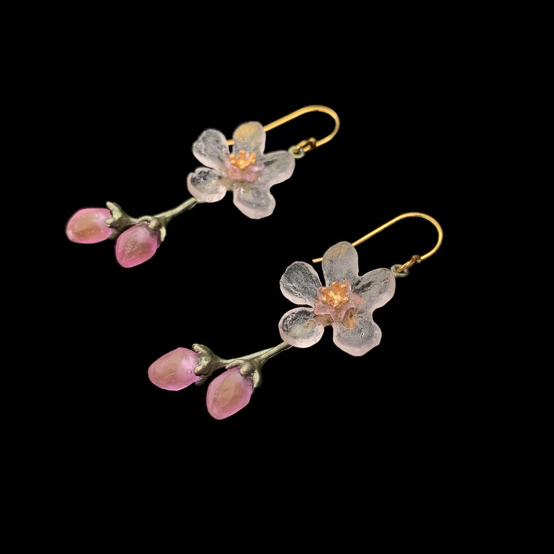 Peach Blossom Earrings - Flower Drop Wire