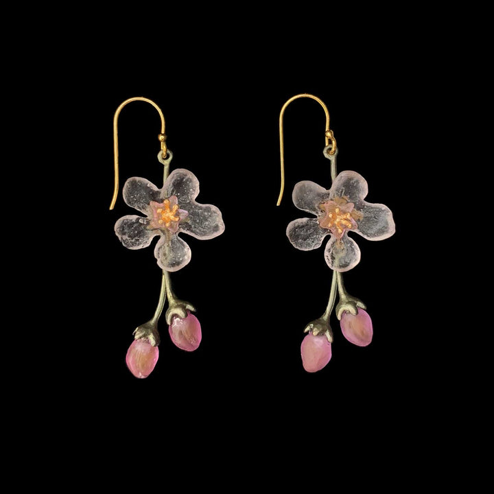 Peach Blossom Earrings - Flower Drop Wire