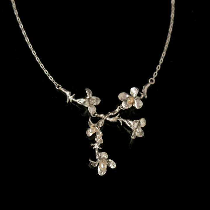 Fine Wildflower Silver Drop Statement Necklace