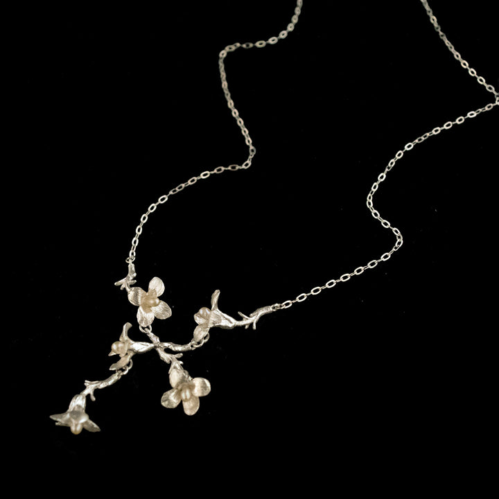 Fine Wildflower Silver Drop Statement Necklace